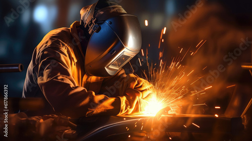 Close-up of a man welding