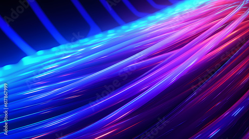 Spectrum Show, Vibrant Neon Beams Illuminate Abstract Geometry in Cosmic Stage Room, generative ai.