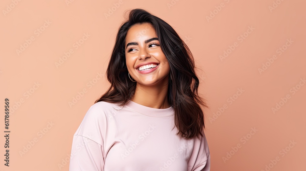 Smiling happy attractive hispanic young woman posing in studio shot Smiling happy attractive hispanic young woman posing in studio shot