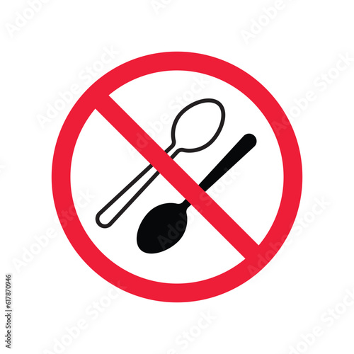 Forbidden spoon vector icon. Prohibited Warning  caution  attention  restriction label  ban   danger. No spoon flat sign design. Do not use spoon symbol pictogram