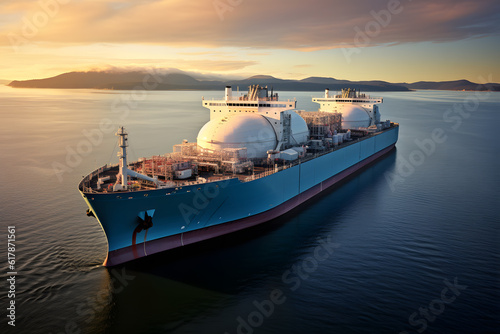 Liquefied natural gas ship cruising on the ocean photo