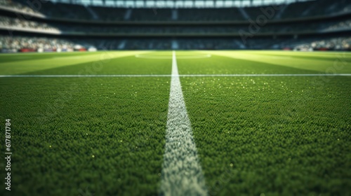 Football  soccer  pitch with grass pattern.3d rendering