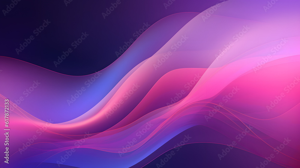Abstract pink and purple gradient background with flowing wave lines ...