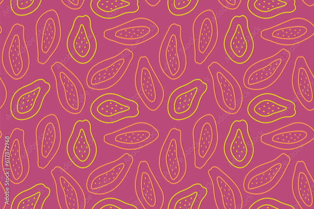 summer seamless pattern with papaya fruits- vector illustration summer seamless pattern with papaya fruits- vector illustration