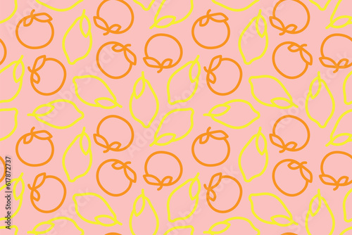 seamless citrus pattern with orange and lemon fruits- vector illustration