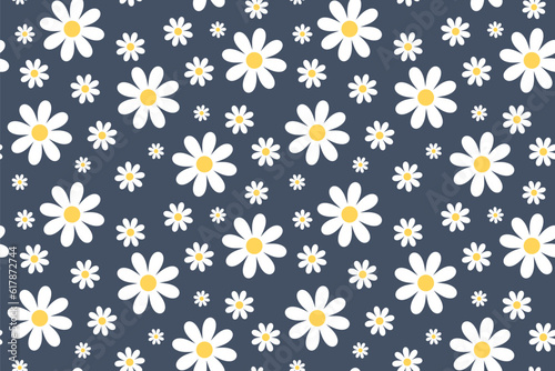 seamless summer floral pattern with daisies- vector illustration