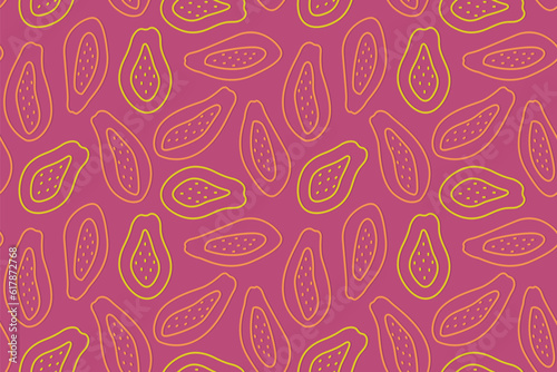 summer seamless pattern with papaya fruits- vector illustration