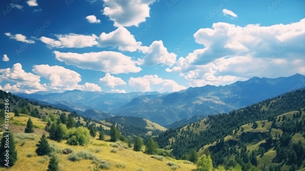 Beautiful scenery in the mountains. Generative AI