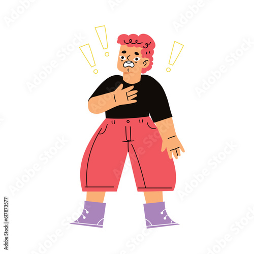 Cute Emotional Boy Child Feeling Surprised with Face Expression and Gesture Vector Illustration