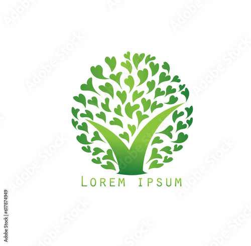 vector, illustration, logo of a tree forming a circle with circular love leaves