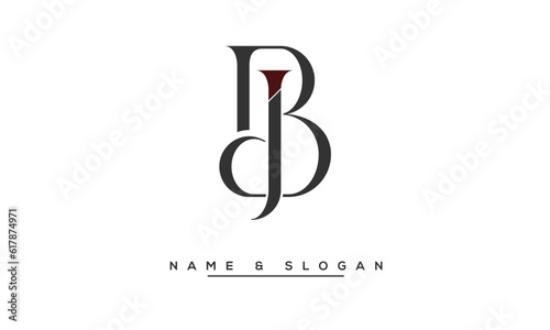 JB,  BJ,  J,  B  Abstract  Letters  Logo Monogram