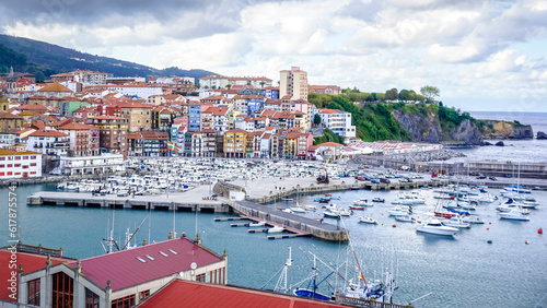 Panoramic of a typical coastal town in the Basque Country photo