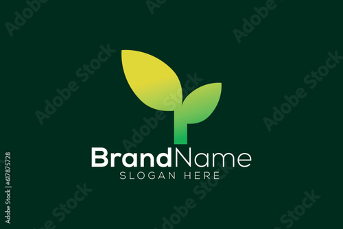 Green leaf logo design vector template