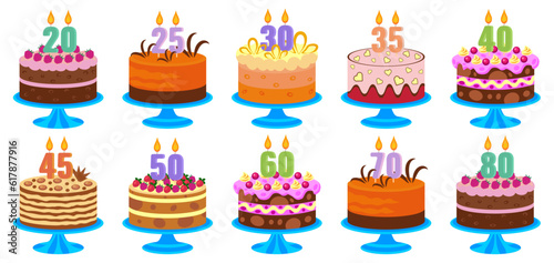 Birthday cakes with number candles