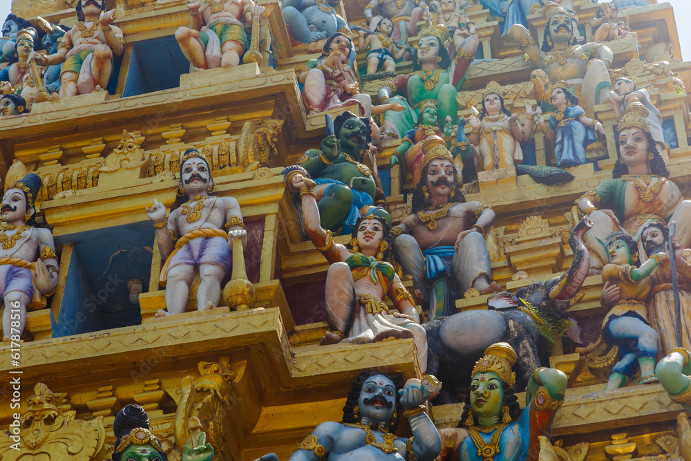 Colorful figures on a Hindu temple