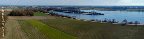 Panoramic photo of the Danube as an aerial view in Bavaria
