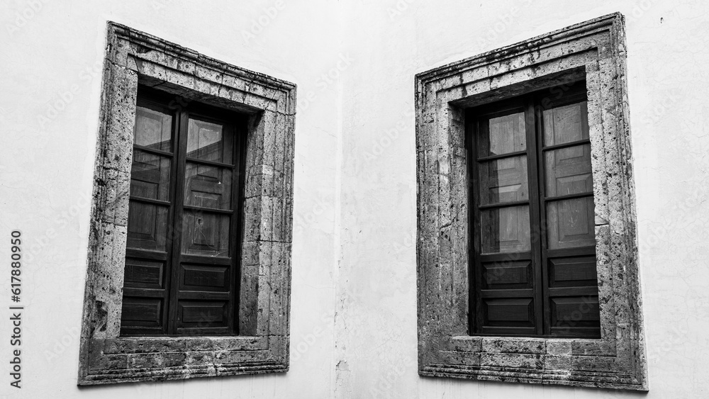 Pair of old windows in the old building Pair of old windows in the old building