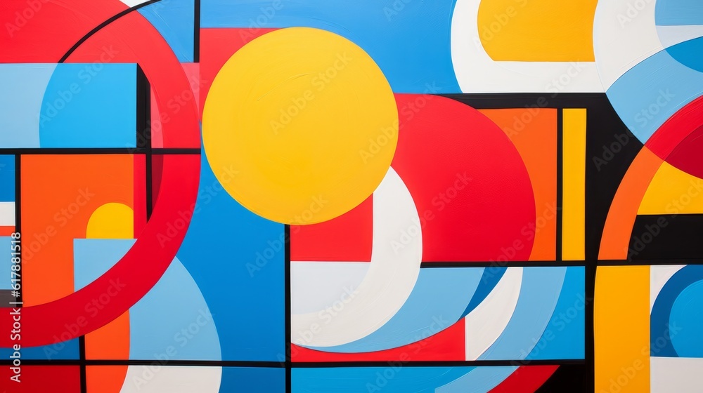 Pop art with bright colors. Geometric shapes and dynamic patterns. Generative AI Pop art with bright colors. Geometric shapes and dynamic patterns. Generative AI