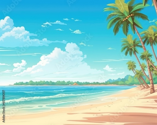 A web banner with tropical beach and nature background.  Illustration  Generative AI 