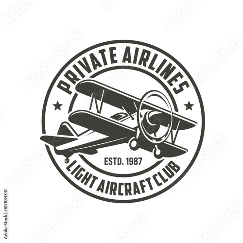 Vintage Plane Aviation Badge Logo Design Vector Template
