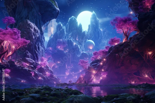 glowing metaverse magic landscape digital realm