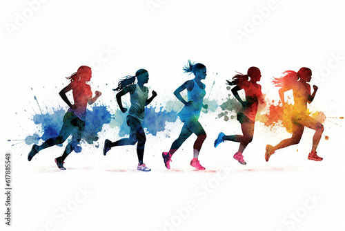 splash art of group of women running together 
