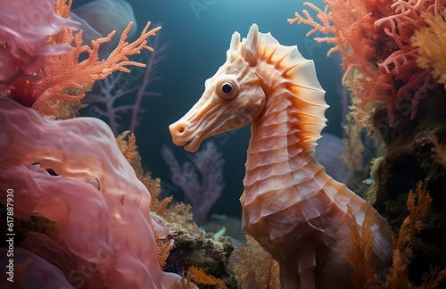 a sea horse in a coral reef