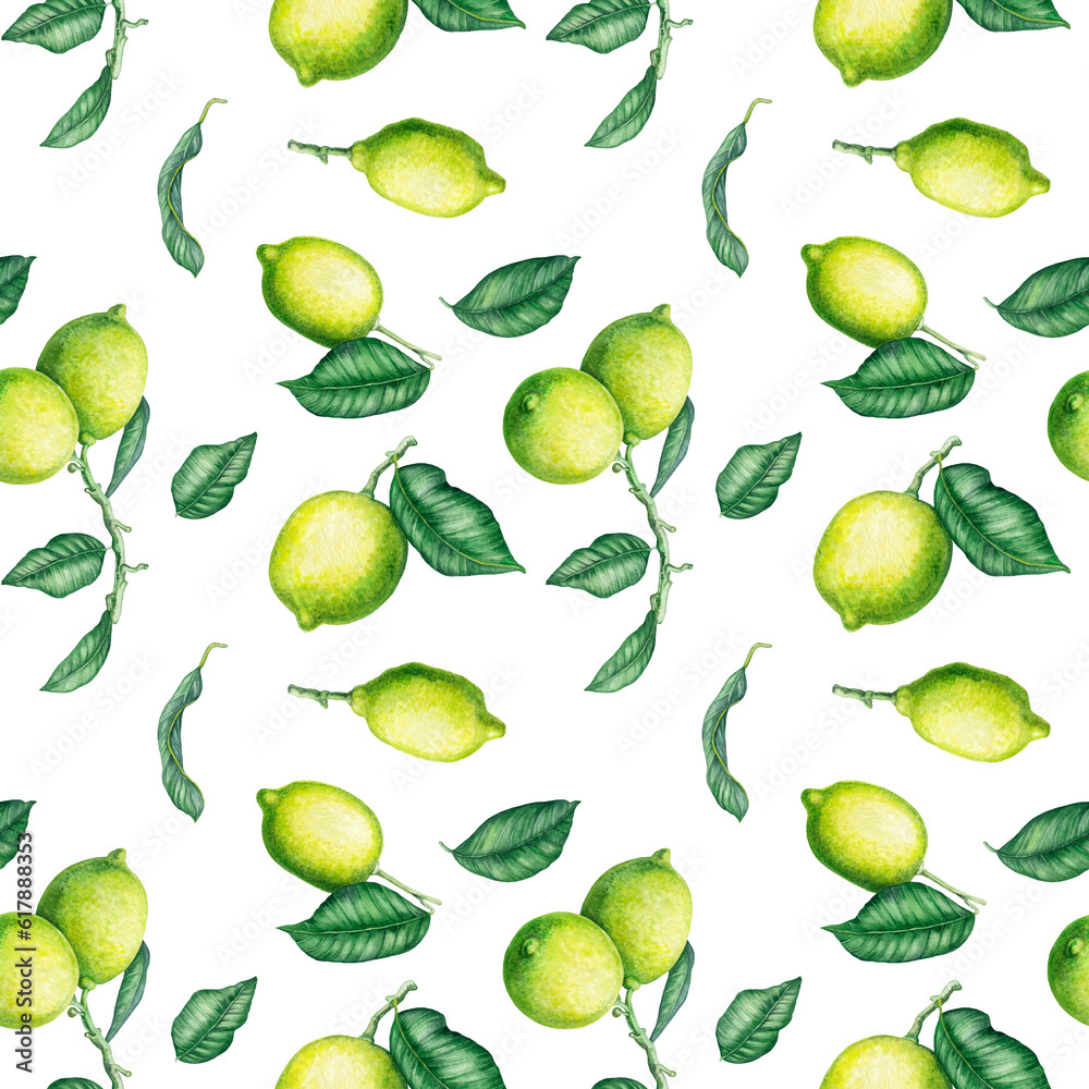 Seamless pattern of watercolor illustrations of lemons on branches with leaves. Handmade work. Isolated. Seamless pattern of watercolor illustrations of lemons on branches with leaves. Handmade work. Isolated.
