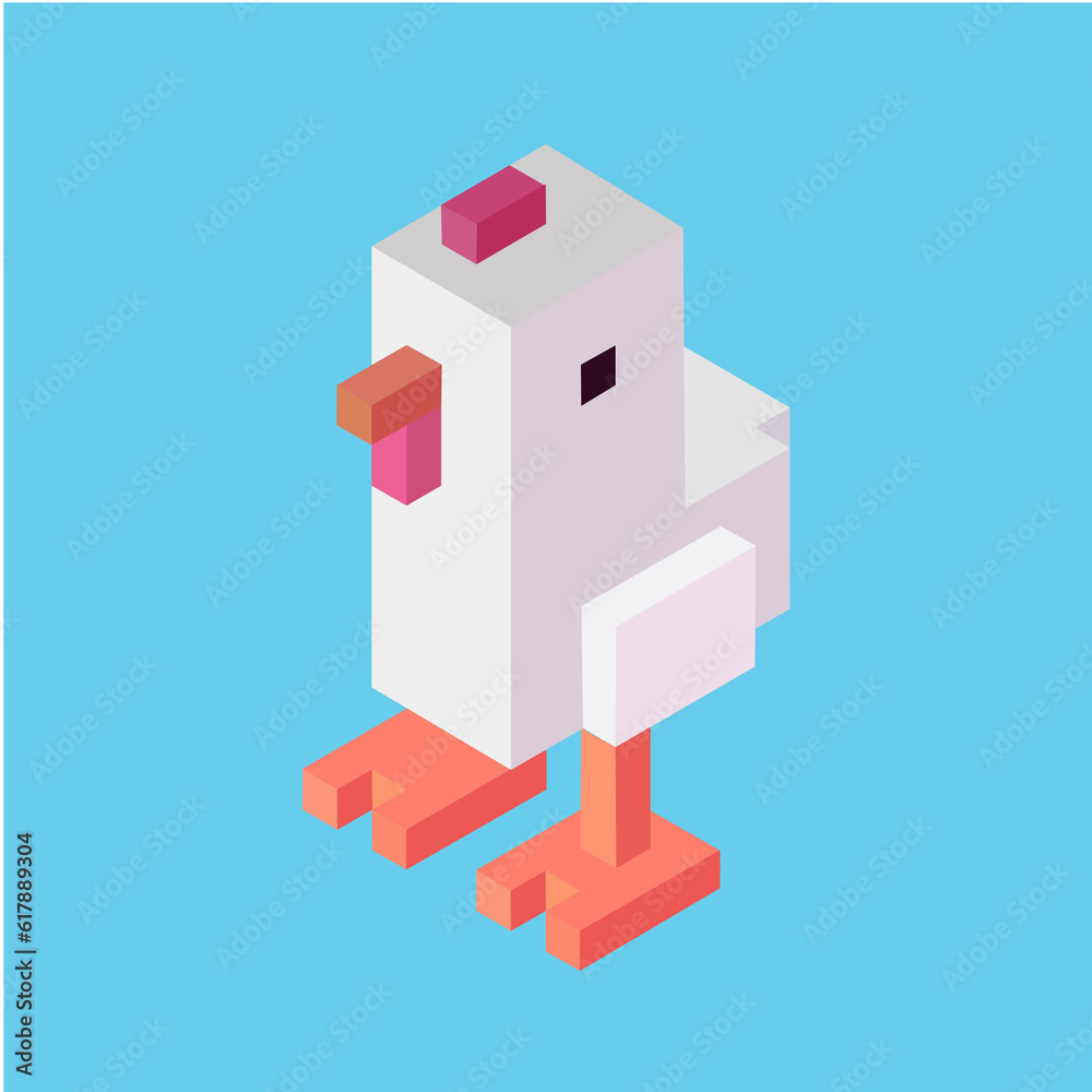 Fototapeta premium minecraft style chicken
