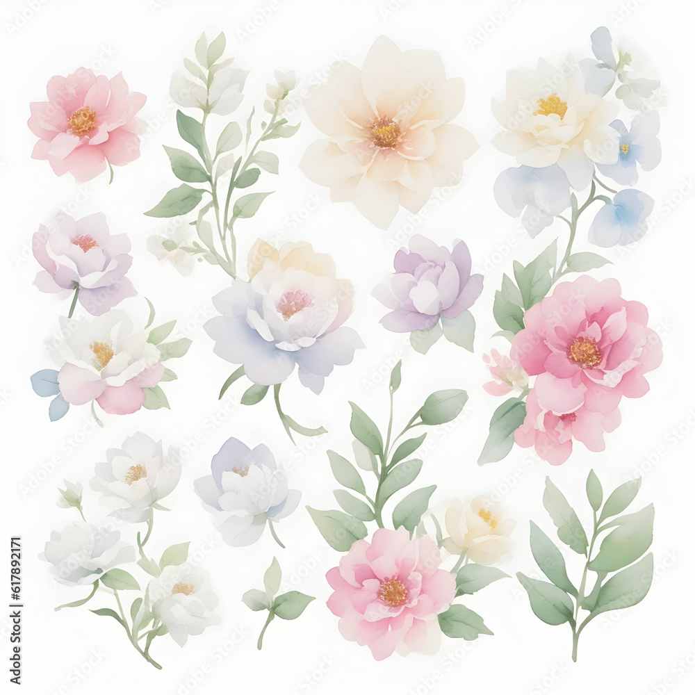 Bouquet of flowers in white background 