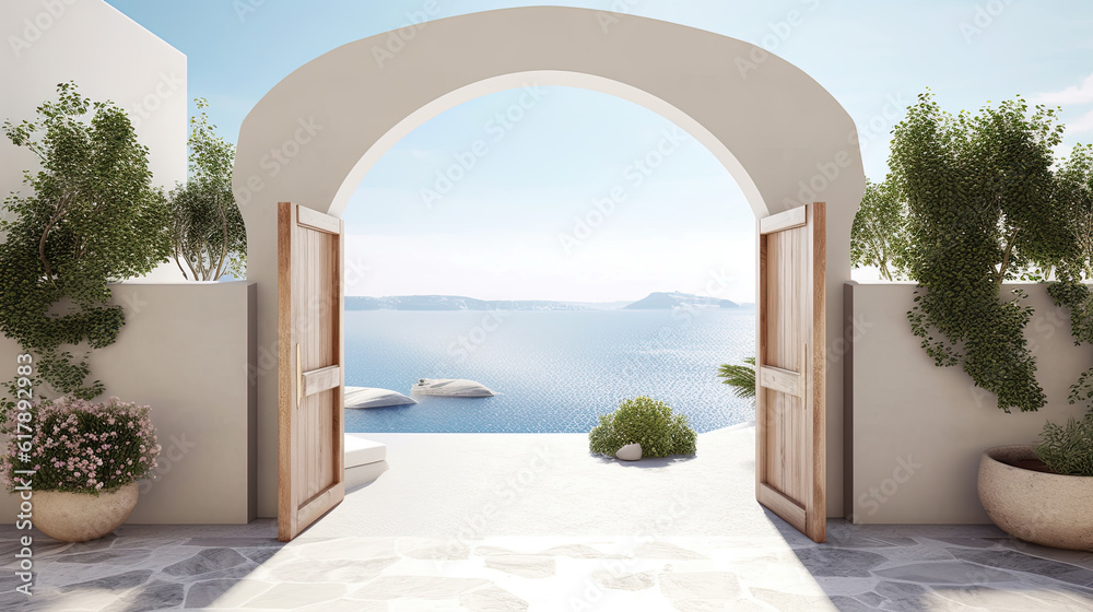 Gate to the sea view - Santorini island style