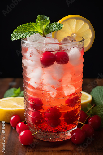 Shirley temple coctail or mocktail drink. photo