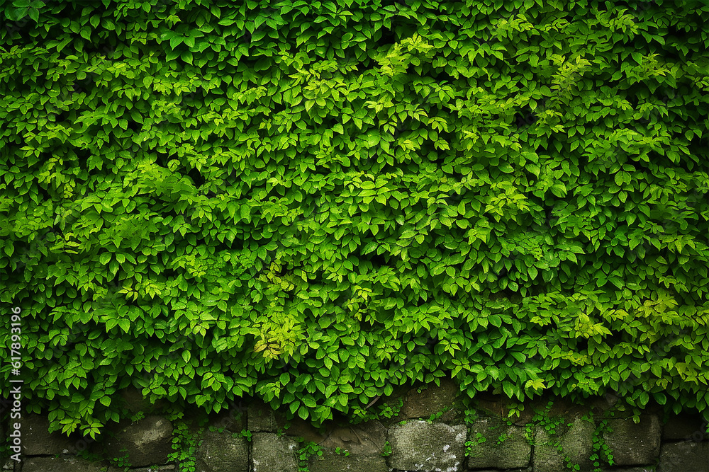Leaves Wall Background Generative AI