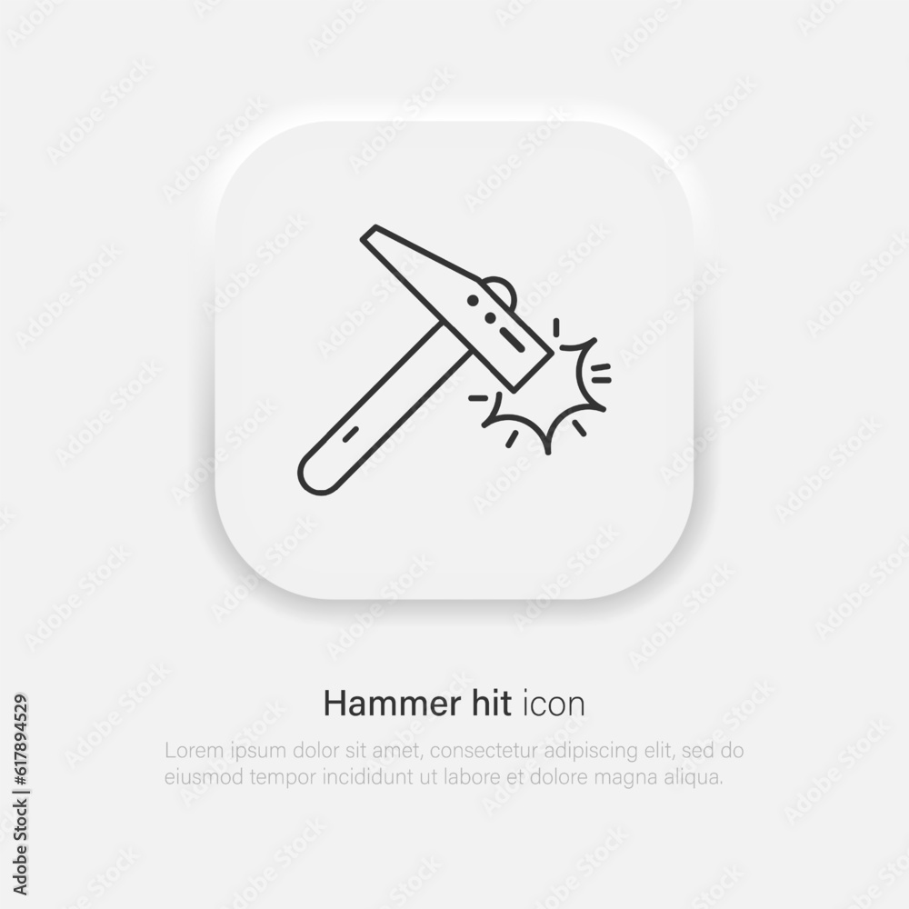 Hammer hit vector icon in neumorphism style. Vector EPS 10 Hammer hit vector icon in neumorphism style. Vector EPS 10