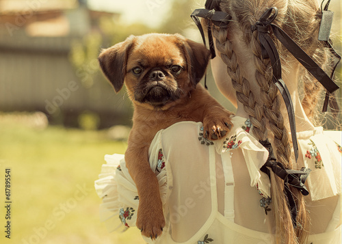 brabanson puppy on the shoulder photo