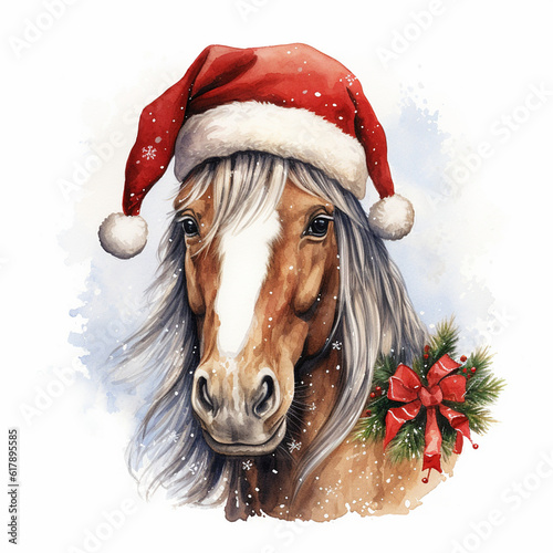 Pony mit Weihnachtsmütze, Weihnachten