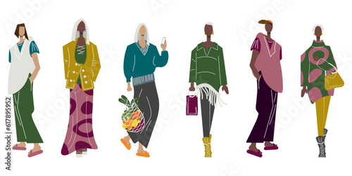 Fashion image of adults. Vector illustration in a flat style. Diversity.