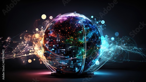 Global network, internet and data exchange on planet earth in space. Concepts of global business.