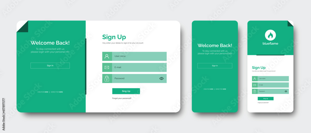 set of sign up & sign in forms. professional mobile app sign in page. register page vector illustration. set of sign up & sign in forms. professional mobile app sign in page. register page vector illustration.