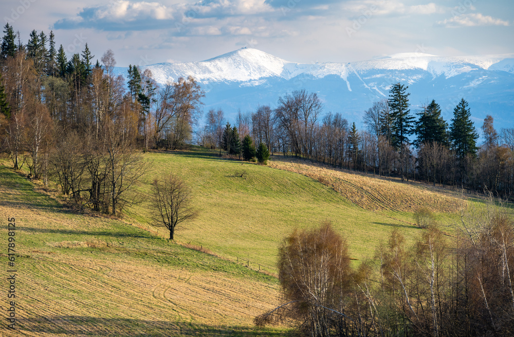 amazing landscape of Karkonosze mountains and hills in Poland