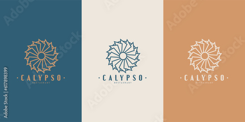 Celestial Logo design, Galaxy logotype, Minimal logo, Star, Spiral, Astrology, Astronomy, Spiritual, Wheel, Vector logo