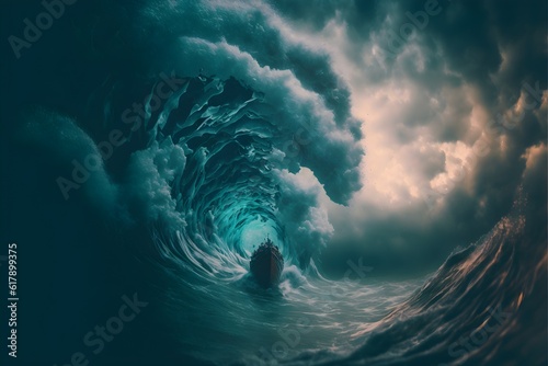 the giant leviathon inside a stormy ocean whirlpool Cinematic Color Grading portrait Photography Depth of Field hyperdetailed beautifully colorcoded insane details intricate details beautifully  photo