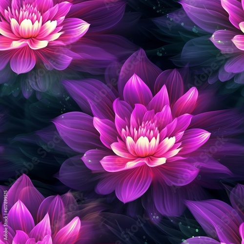 pink water lily seamless pattern - flower pattern