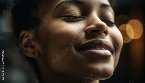 Beautiful young adults smiling outdoors, enjoying life with confidence generated by AI