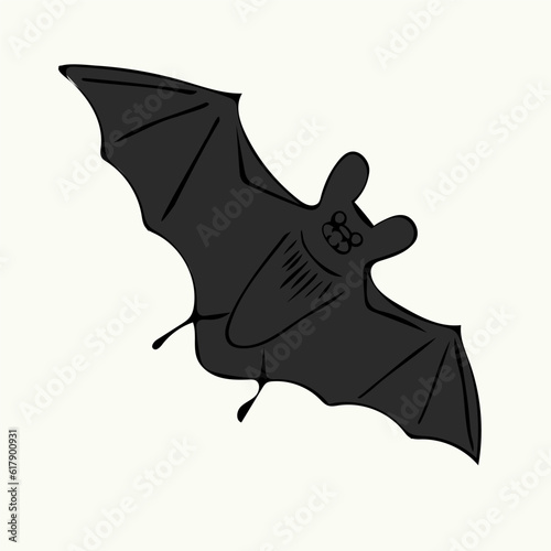 Hand drawn black bat Vector illustration for Walpurgis Night, Halloween