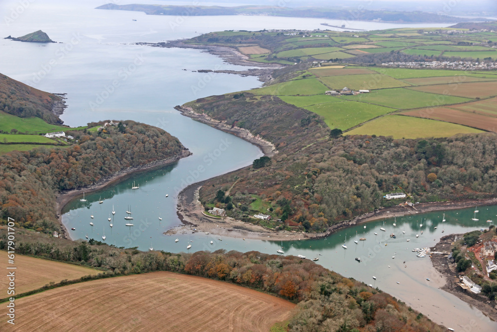 Aerial view of the River Yealm, Devon