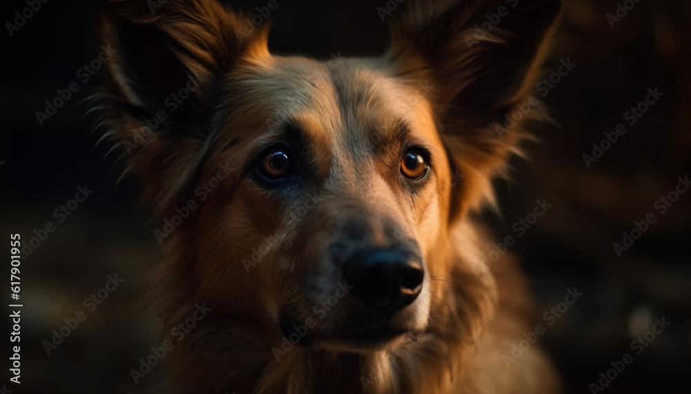 Close up portrait of cute German Shepherd puppy looking outdoors generated by AI Close up portrait of cute German Shepherd puppy looking outdoors generated by AI