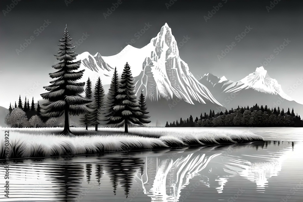 Fototapeta premium winter forest landscape coloring book