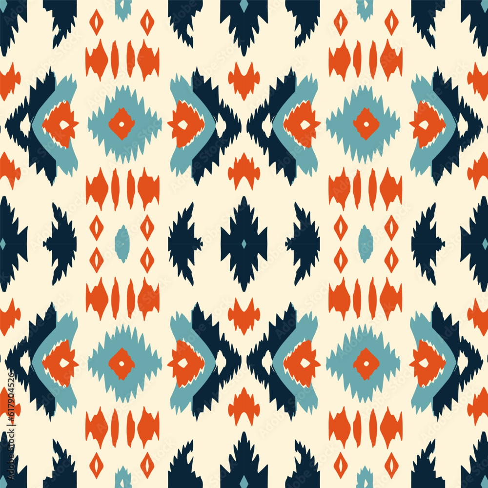 Moroccan ikat pattern ethnic beautiful background art. Folk embroidery textile fashion seamless pattern.