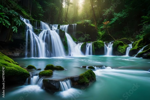 Black Forest - Triberg Waterfall with vapour and sunshine